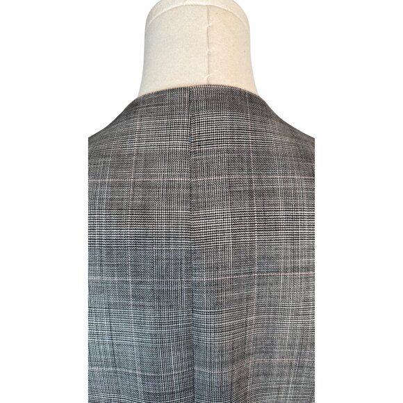 DKNY Size 4 Gray Plaid Open-Front Blazer Polyester Blend Formal Business Attire - Picture 11 of 14